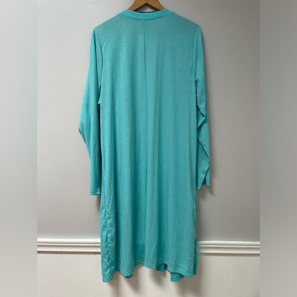Lane Bryant Womens Long Cardigan Duster Overpiece Turquoise Ribbed Plus Sz 14/16 - Picture 2 of 6